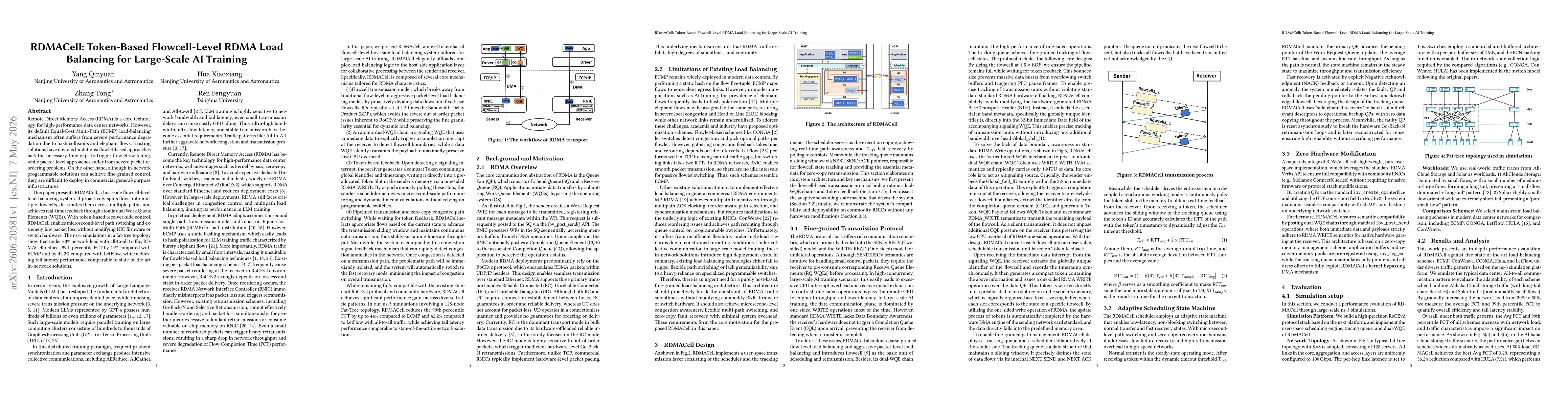 Thumbnail for RDMACell: Token-Based Flowcell-Level RDMA Load Balancing for Large-Scale AI Training