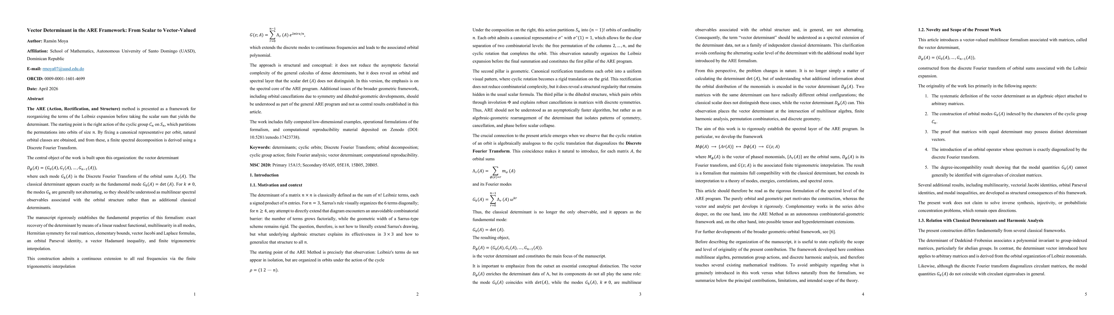 Thumbnail for Vector Determinant in the ARE Framework: From Scalar to Vector-Valued
