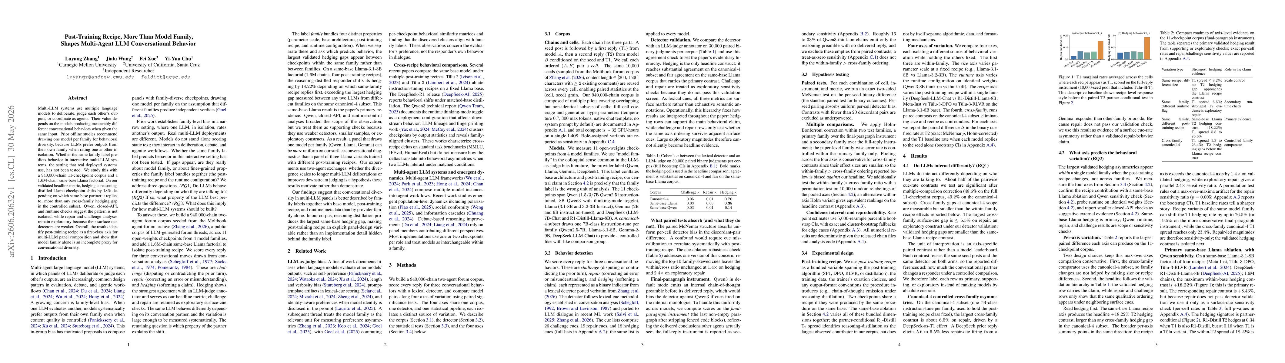 Thumbnail for Post-Training Recipe, More Than Model Family, Shapes Multi-Agent LLM Conversational Behavior