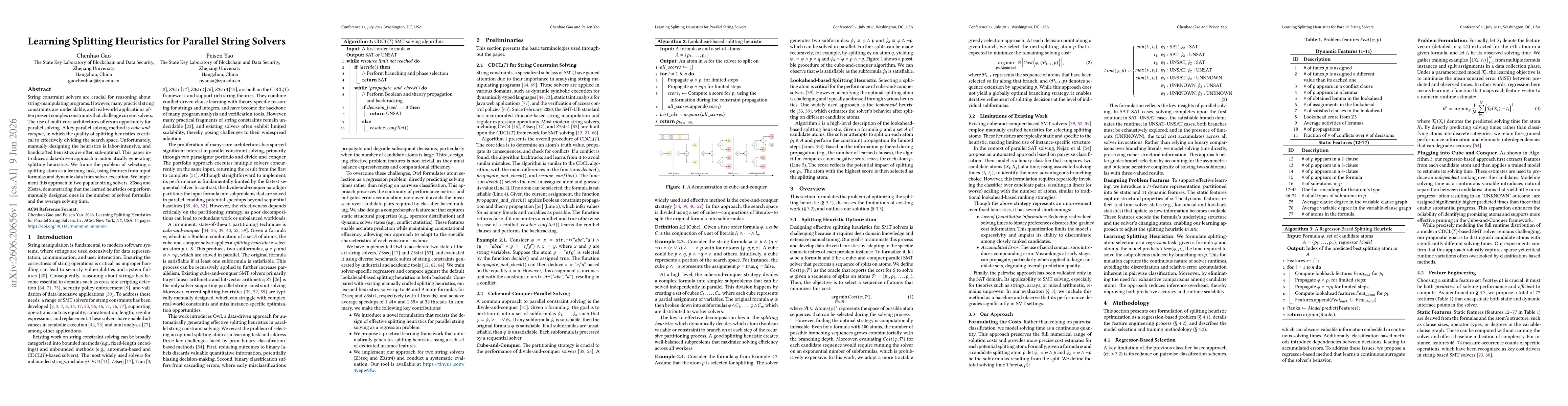 Thumbnail for Learning Splitting Heuristics for Parallel String Solvers
