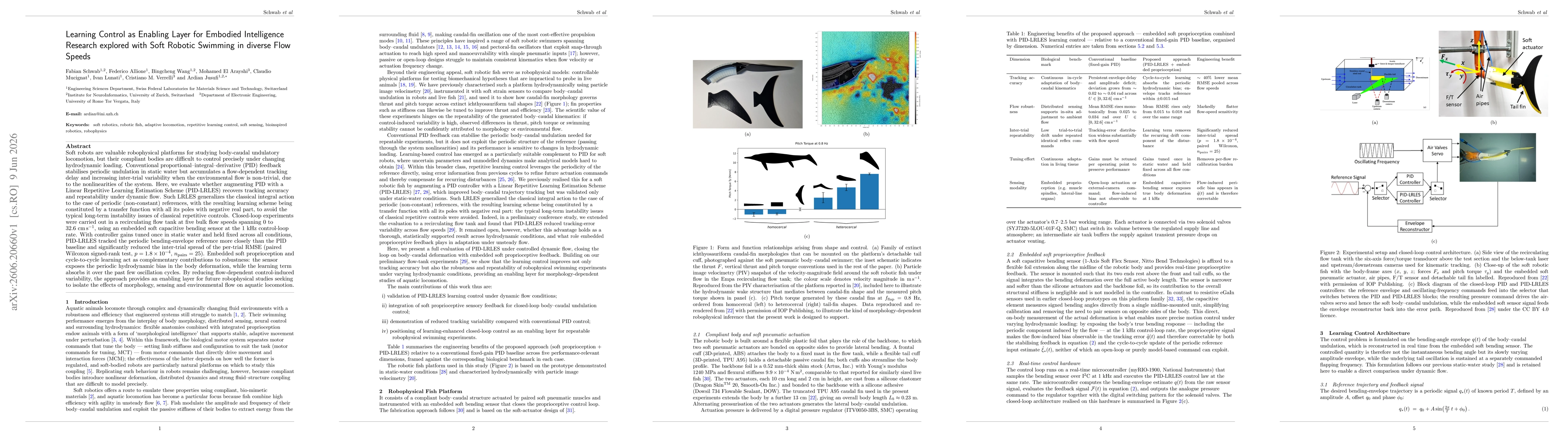 Thumbnail for Learning Control as Enabling Layer for Embodied Intelligence Research explored with Soft Robotic Swimming in diverse Flow Speeds