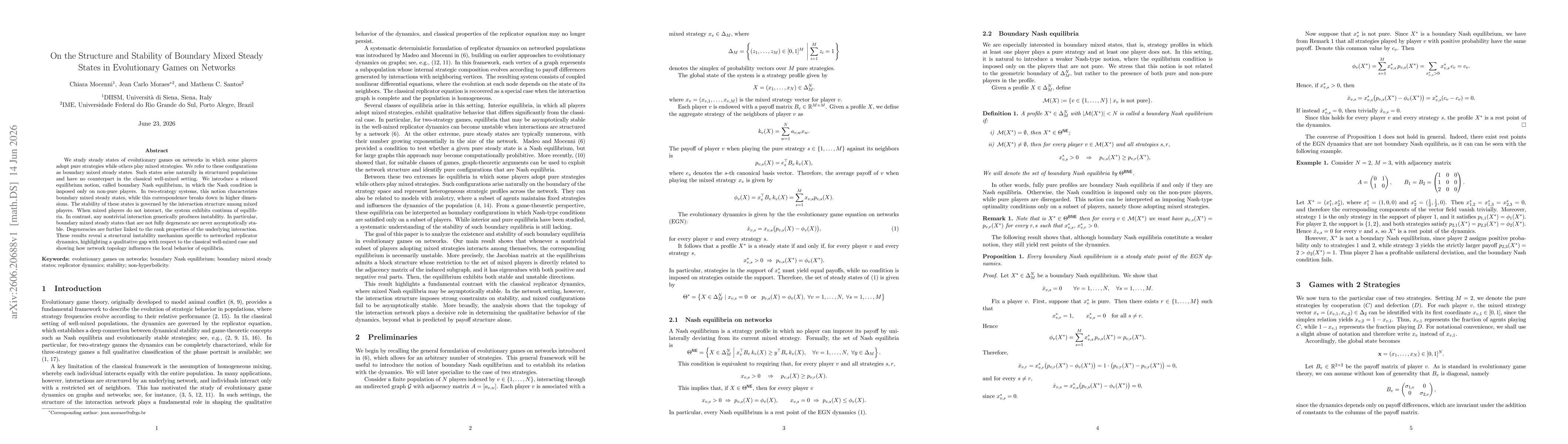 Thumbnail for On the Structure and Stability of Boundary Mixed Steady States in Evolutionary Games on Networks