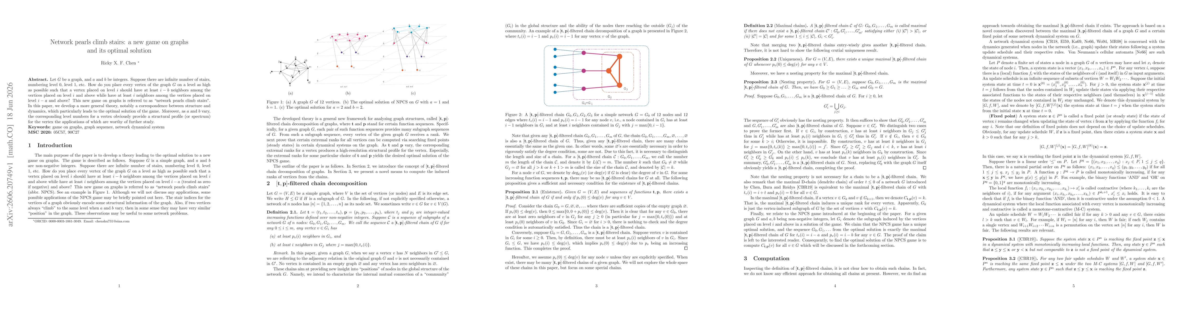 Thumbnail for Network pearls climb stairs: a new game on graphs and its optimal solution