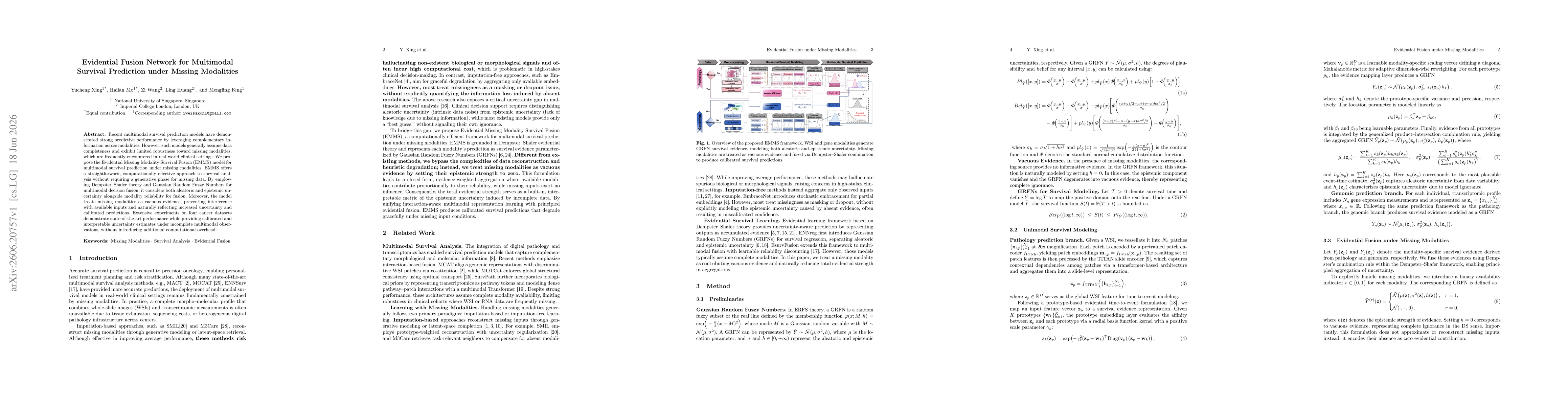 Thumbnail for Evidential Fusion Network for Multimodal Survival Prediction under Missing Modalities