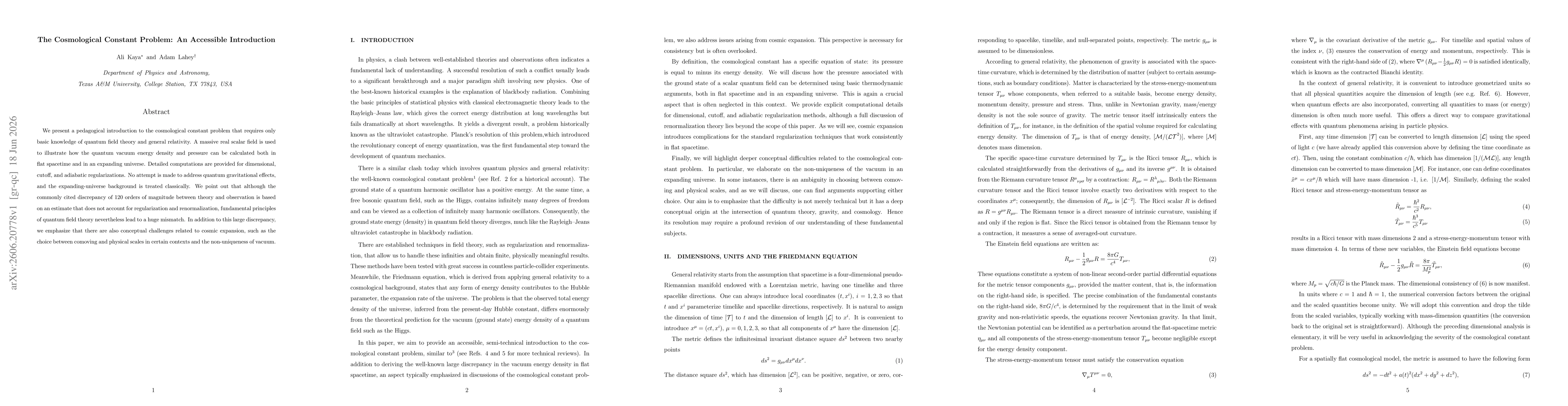 Thumbnail for The Cosmological Constant Problem: An Accessible Introduction