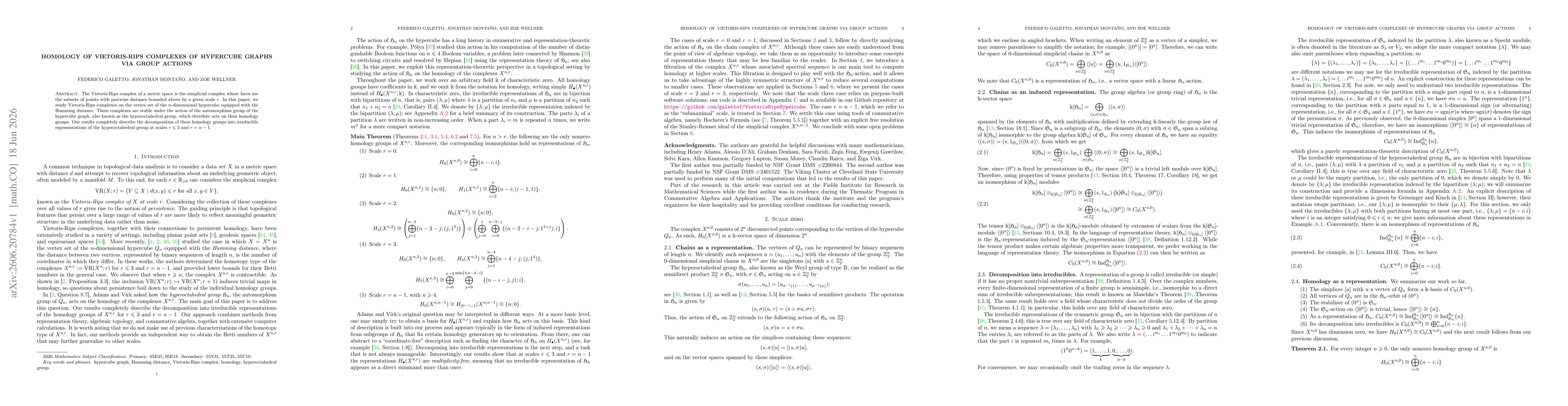 Thumbnail for Homology of Vietoris-Rips complexes of hypercube graphs via group actions