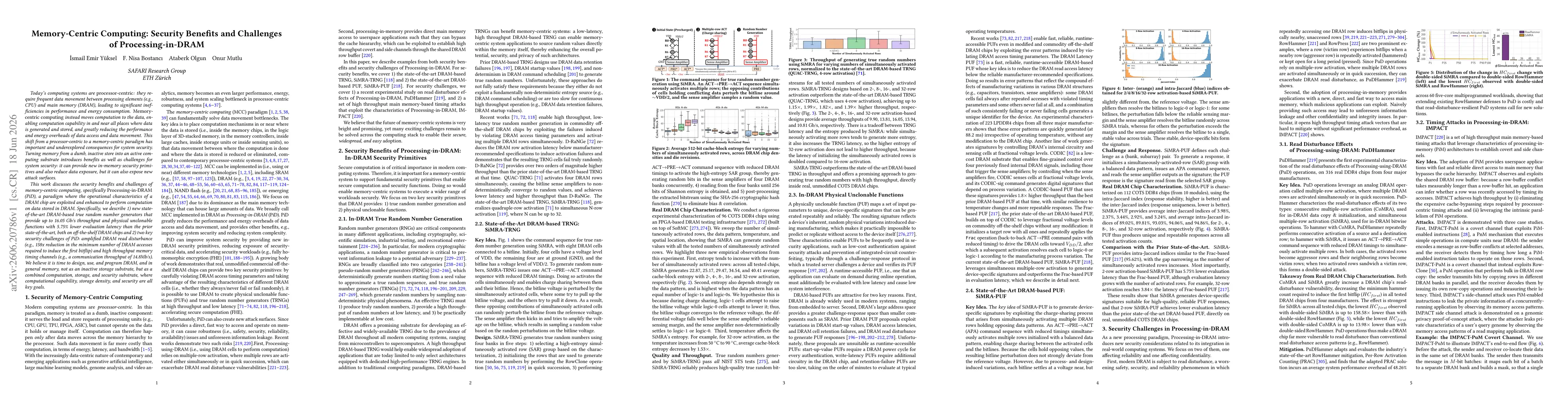 Thumbnail for Memory-Centric Computing: Security Benefits and Challenges of Processing-in-DRAM
