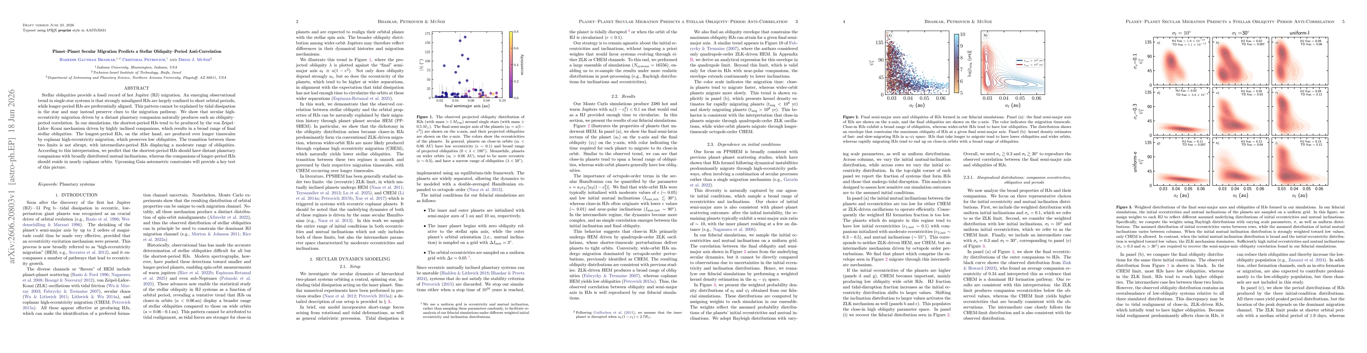 Thumbnail for Planet--Planet Secular Migration Predicts a Stellar Obliquity--Period Anti-Correlation
