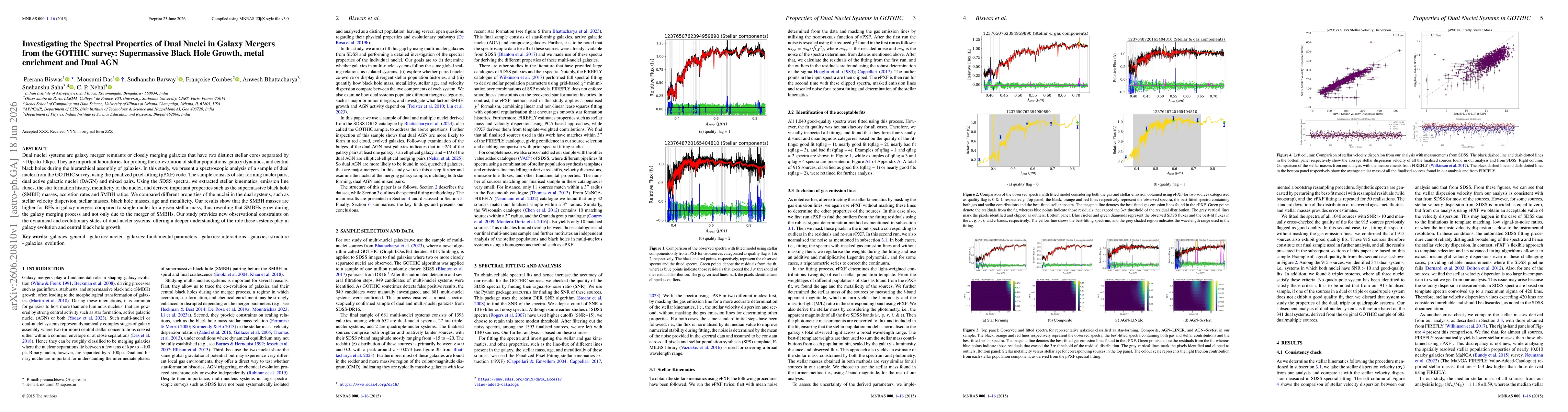 Thumbnail for Investigating the Spectral Properties of Dual Nuclei in Galaxy Mergers from the GOTHIC survey: Supermassive Black Hole Growth, metal enrichment and Dual AGN