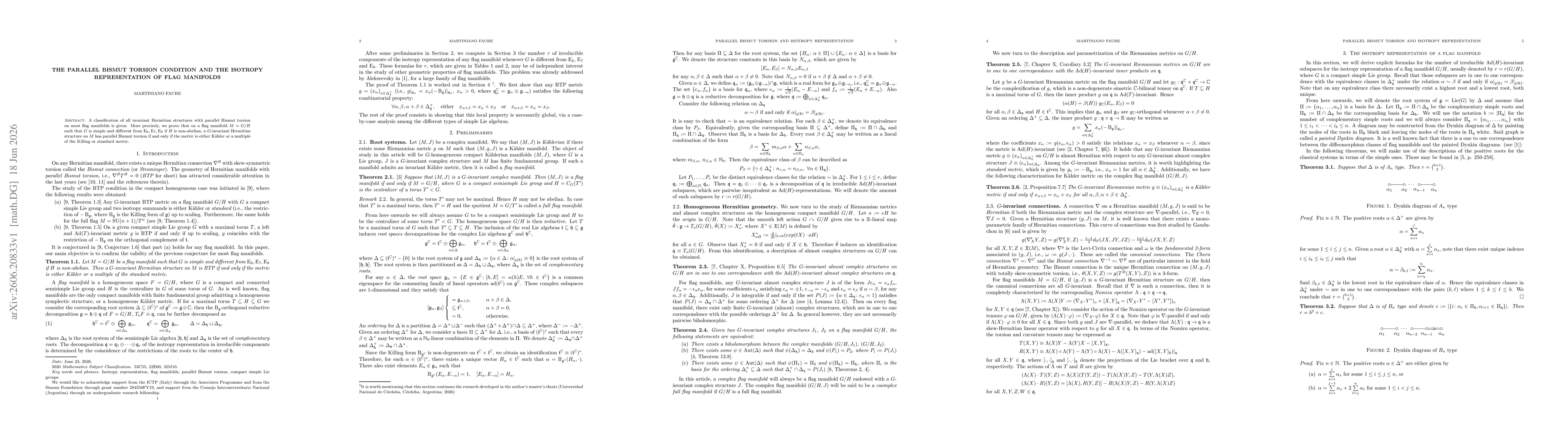 Thumbnail for The parallel Bismut torsion condition and the isotropy representation of flag manifolds
