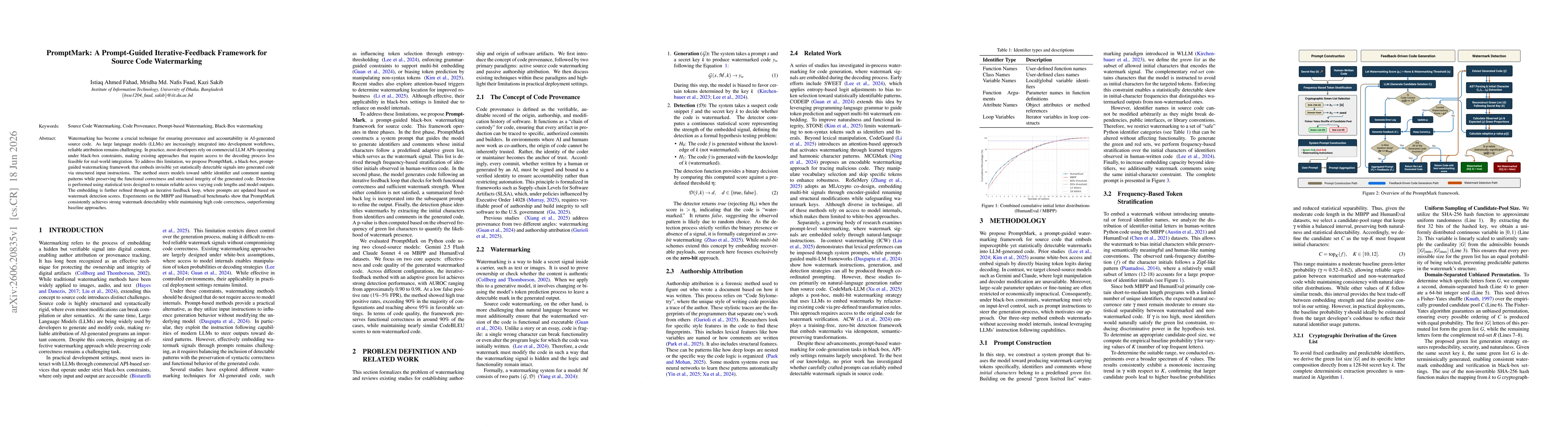 Thumbnail for PromptMark: A Prompt-Guided Iterative-Feedback Framework for Source Code Watermarking