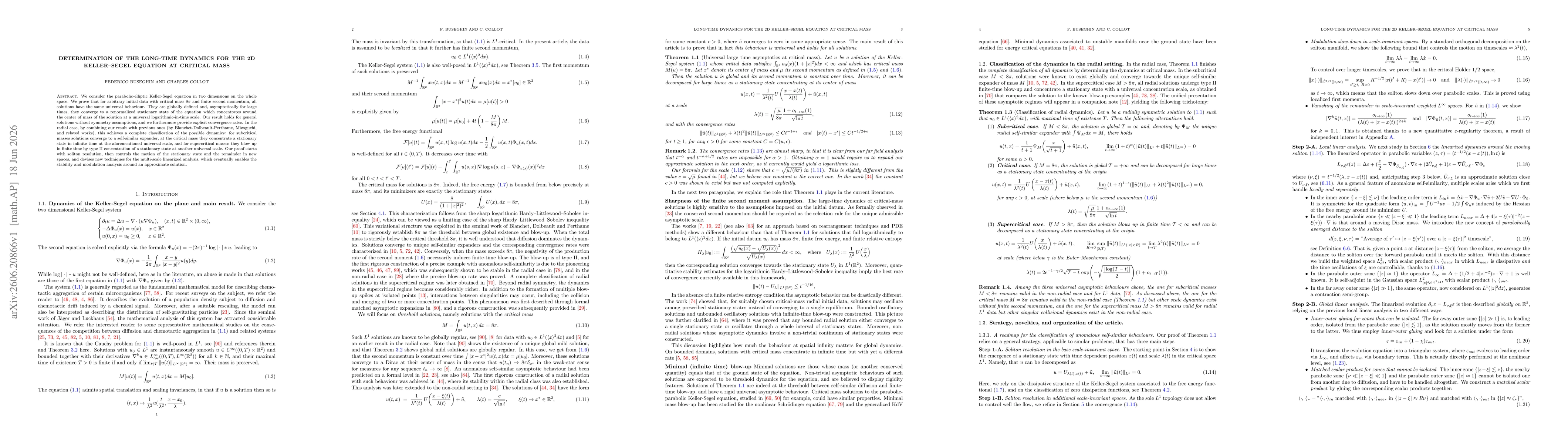 Thumbnail for Determination of the long-time dynamics for the 2D Keller-Segel equation at critical mass
