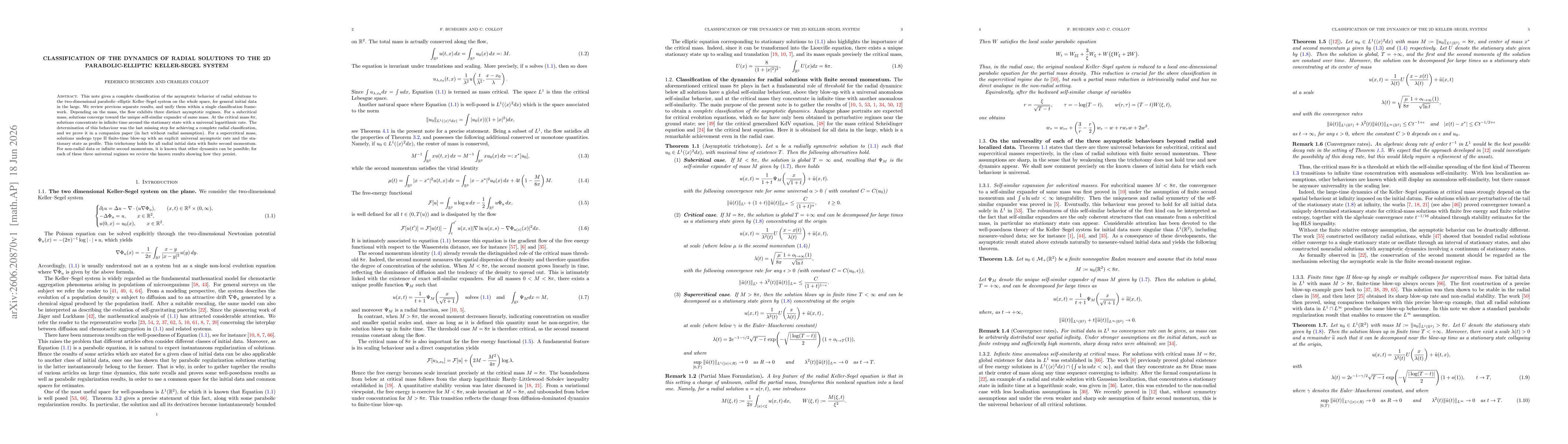 Thumbnail for Classification of the dynamics of radial solutions to the 2D parabolic-elliptic Keller-Segel System