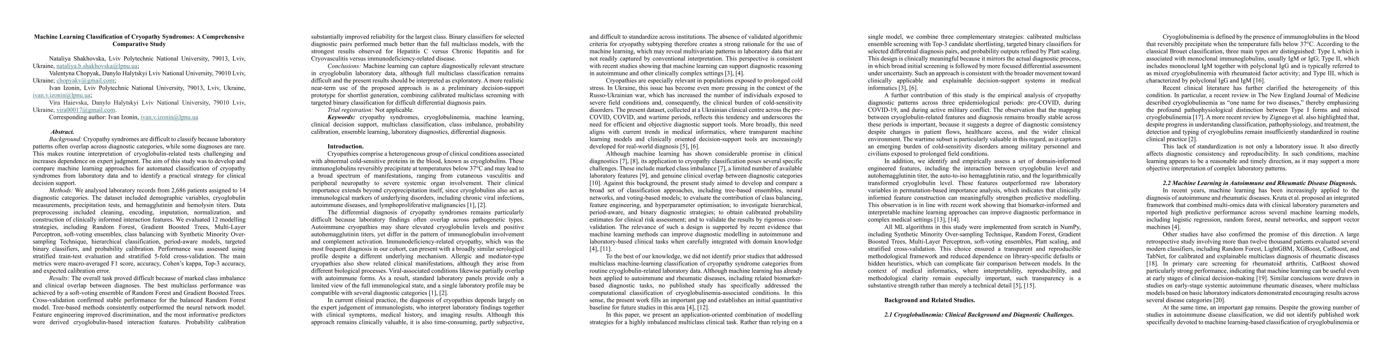 Thumbnail for Machine Learning Classification of Cryopathy Syndromes: A Comprehensive Comparative Study