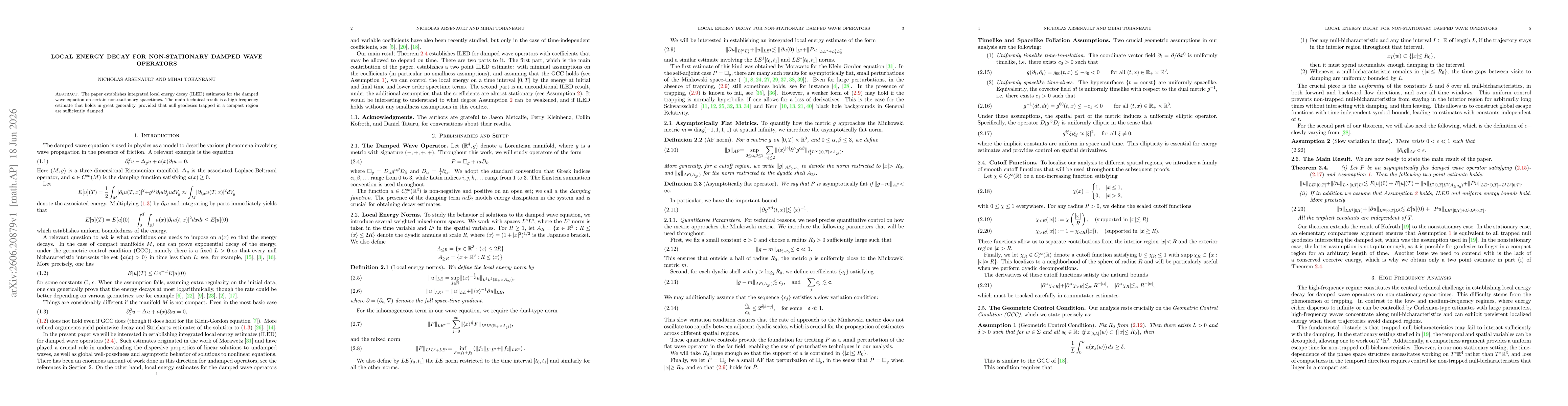 Thumbnail for Local Energy Decay for Non-Stationary Damped Wave Operators