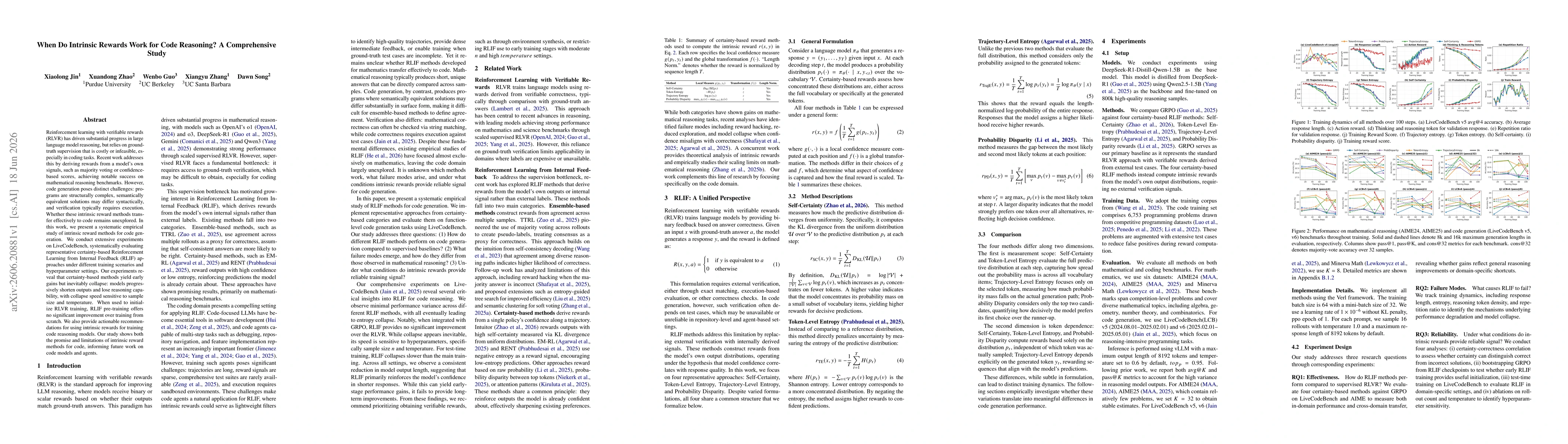 Thumbnail for When Do Intrinsic Rewards Work for Code Reasoning? A Comprehensive Study