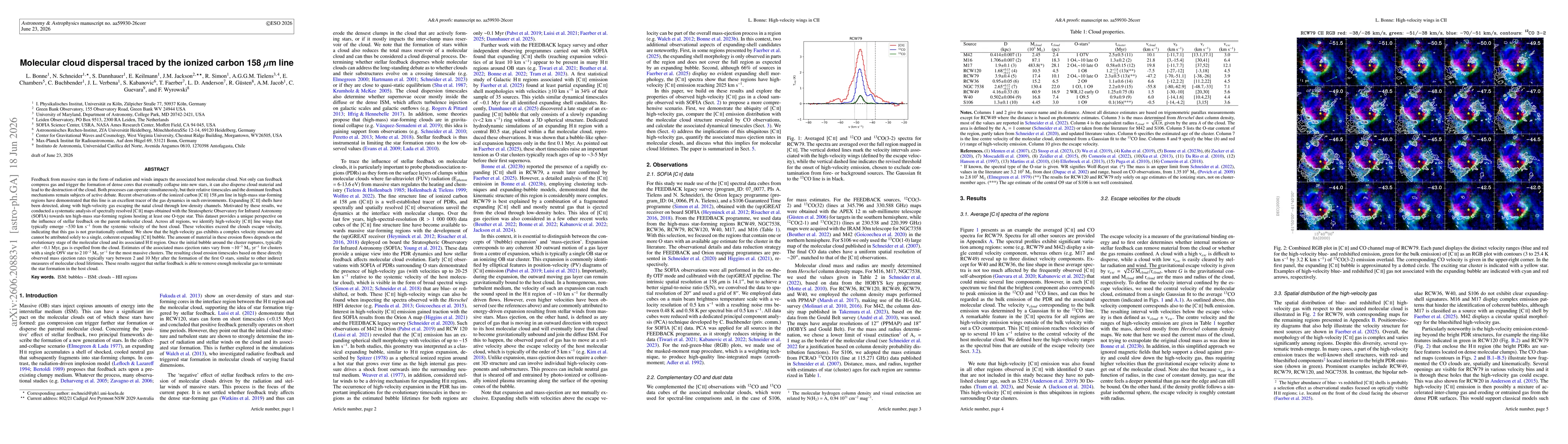 Thumbnail for Molecular cloud dispersal traced by the ionized carbon 158 micron line