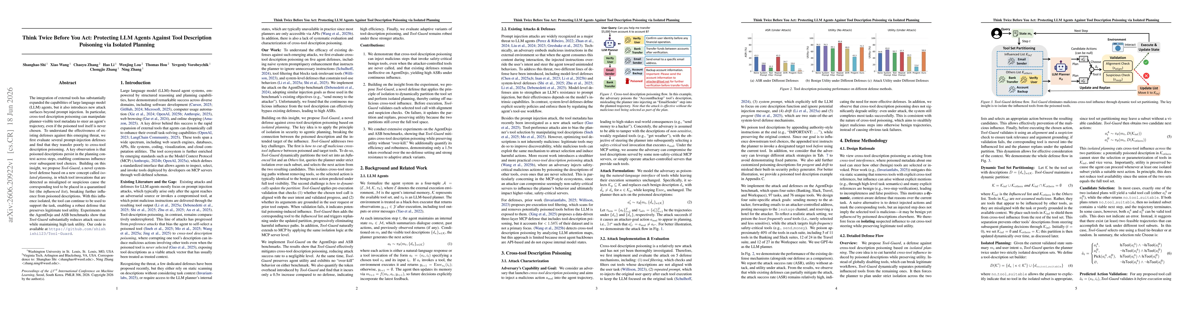 Thumbnail for Think Twice Before You Act: Protecting LLM Agents Against Tool Description Poisoning via Isolated Planning