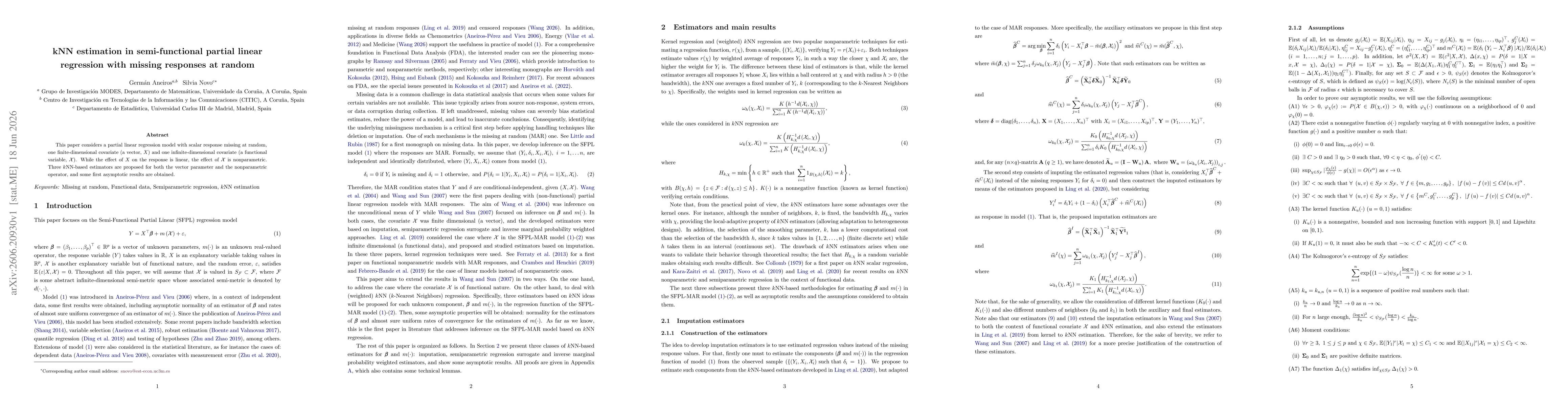 Thumbnail for kNN estimation in semi-functional partial linear regression with missing responses at random