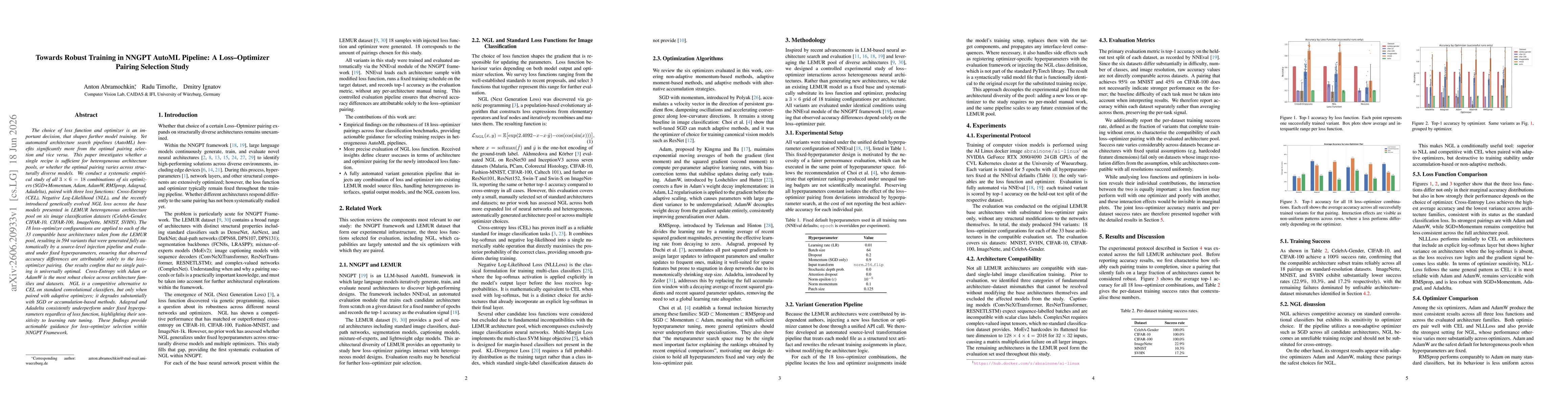 Thumbnail for Towards Robust Training in NNGPT AutoML Pipeline: A Loss-Optimizer Pairing Selection Study