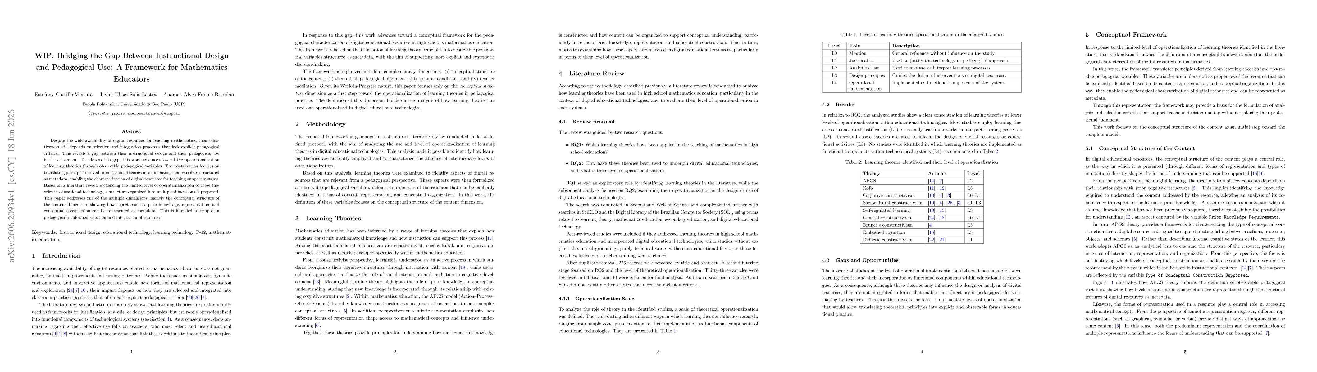Thumbnail for WIP: Bridging the Gap Between Instructional Design and Pedagogical Use: A Framework for Mathematics Educators