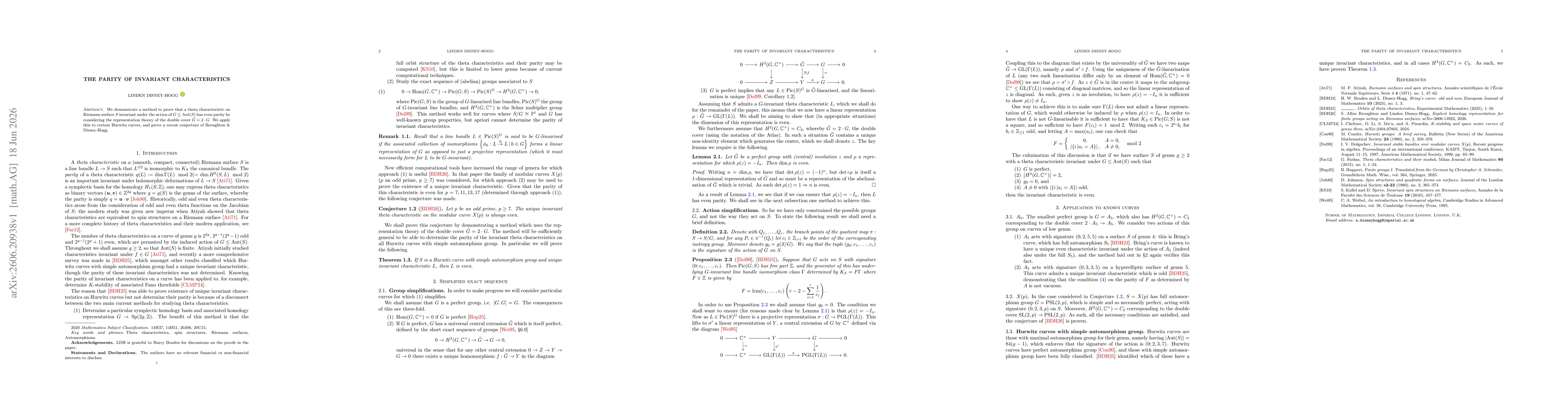 Thumbnail for The Parity of Invariant Characteristics
