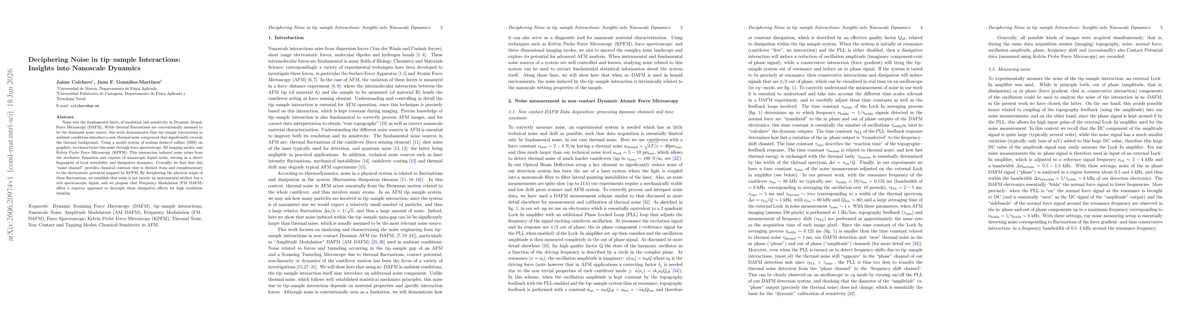 Thumbnail for Deciphering Noise in tip--sample Interactions: Insights into Nanoscale Dynamics