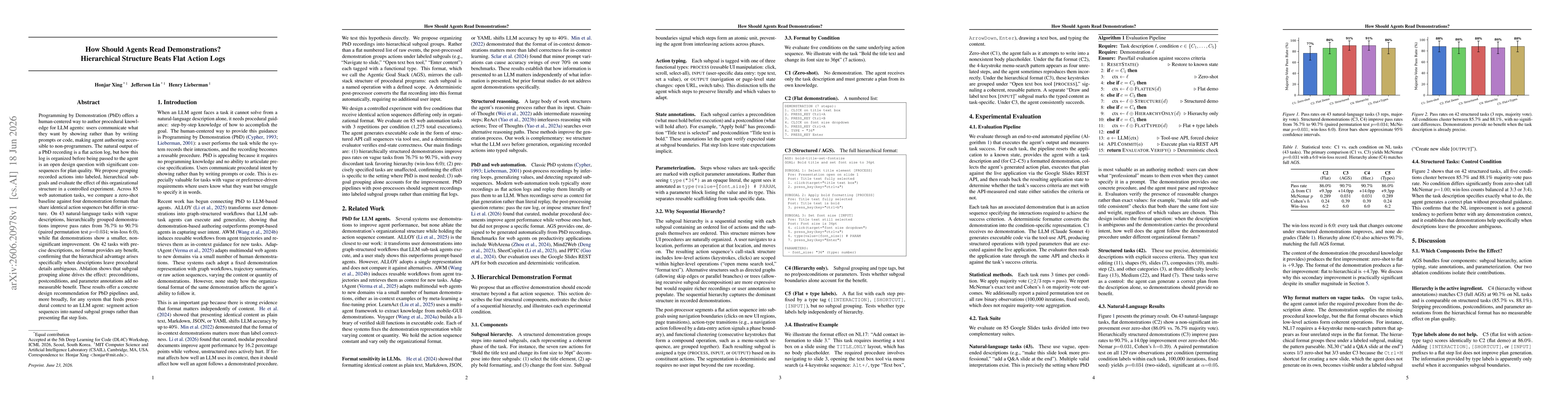 Thumbnail for How Should Agents Read Demonstrations? Hierarchical Structure Beats Flat Action Logs