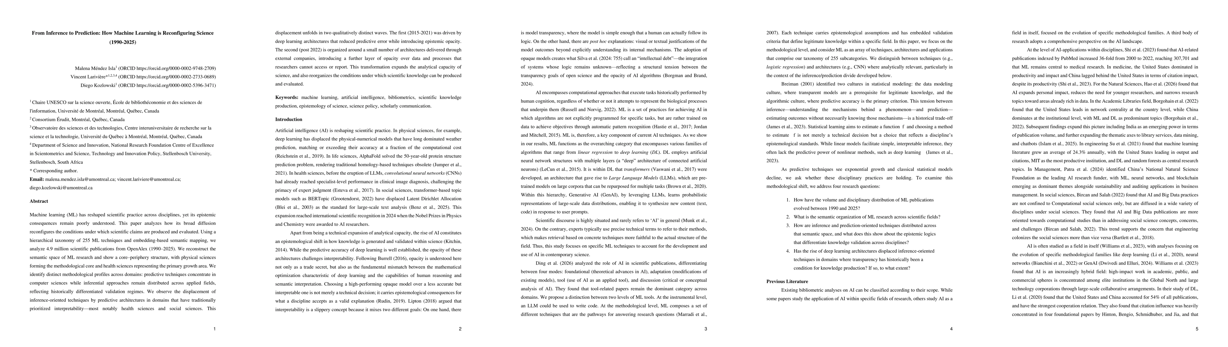 Thumbnail for From Inference to Prediction: How Machine Learning is Reconfiguring Science (1990-2025)