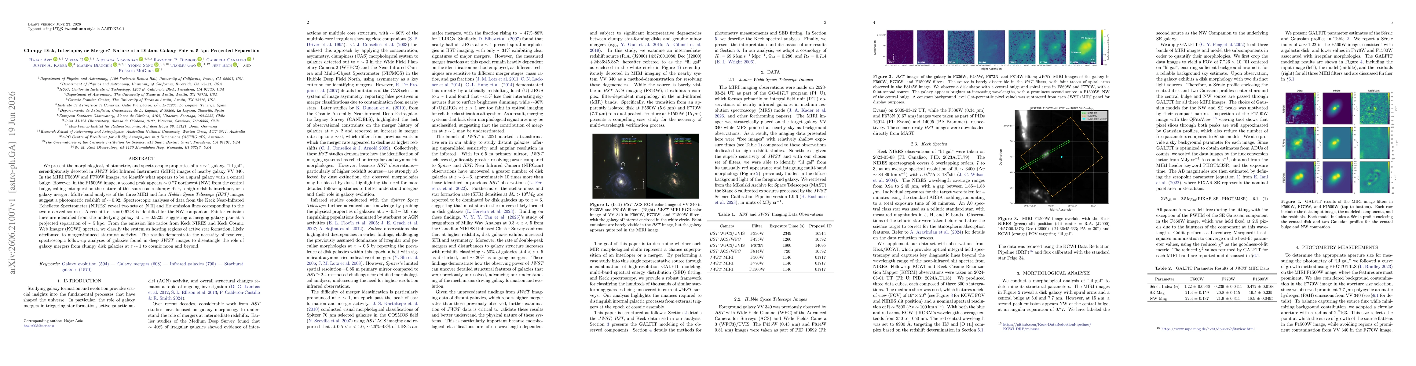 Thumbnail for Clumpy Disk, Interloper, or Merger? Nature of a Distant Galaxy Pair at 5 kpc Projected Separation