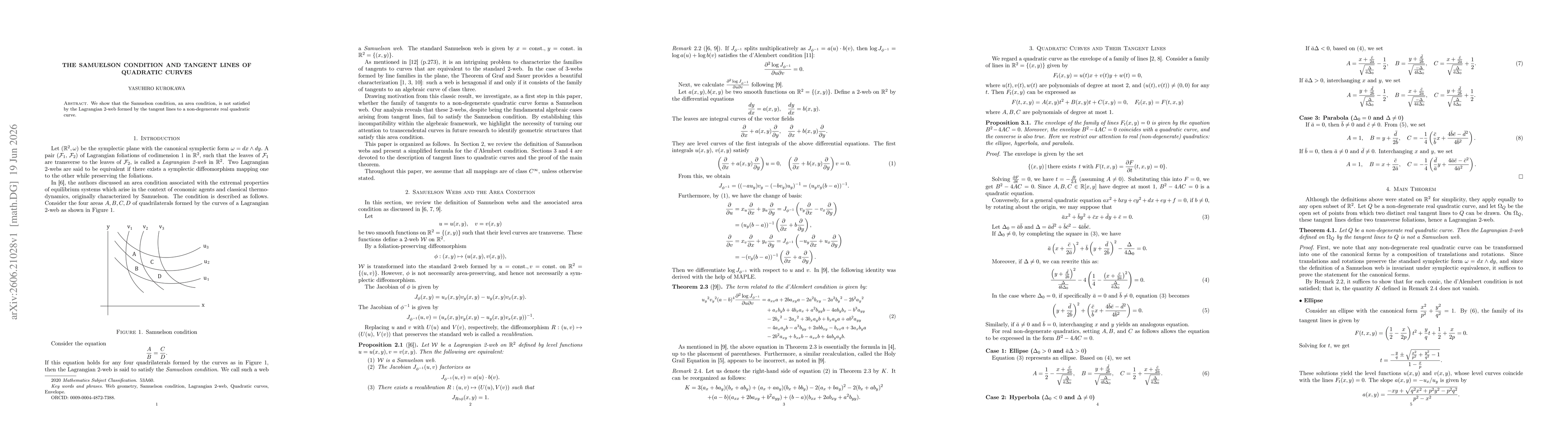 Thumbnail for The Samuelson Condition and Tangent Lines of Quadratic Curves