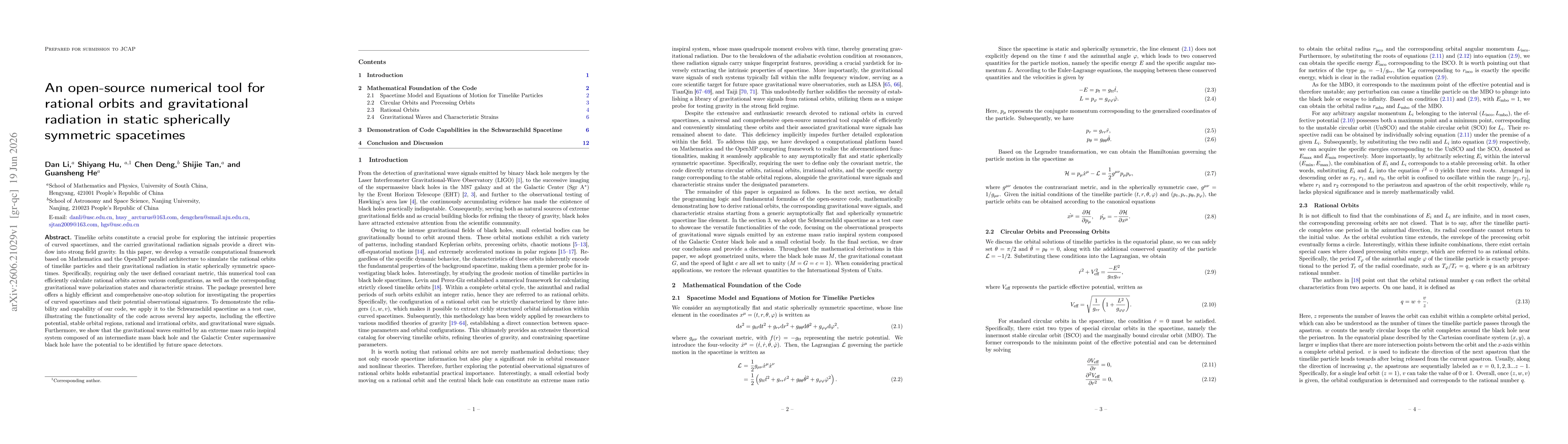 Thumbnail for An open-source numerical tool for rational orbits and gravitational radiation in static spherically symmetric spacetimes