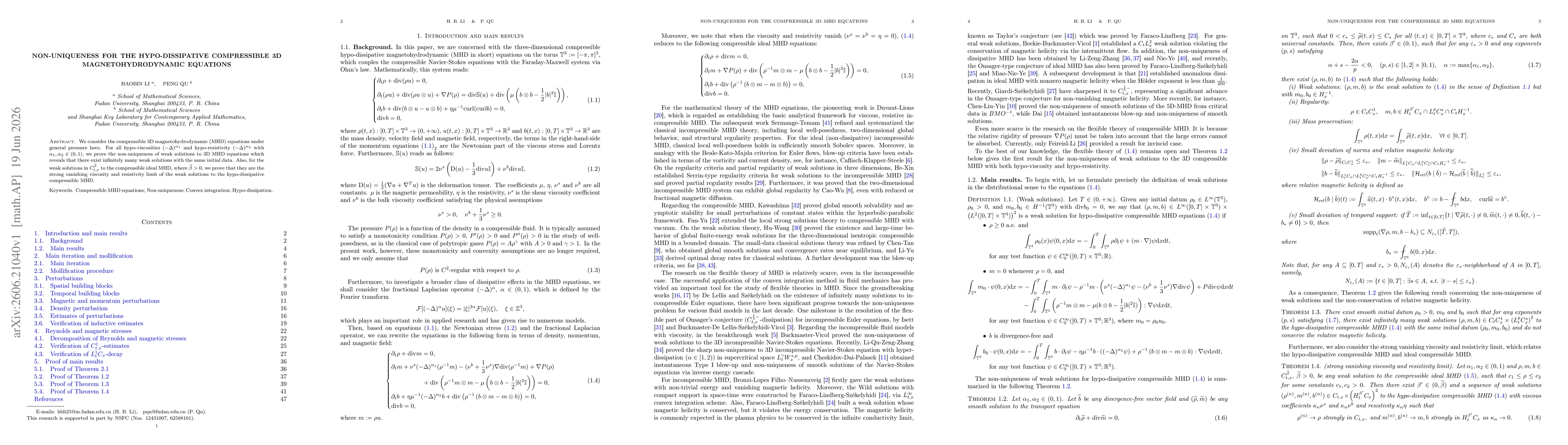 Thumbnail for Non-uniqueness for the hypo-dissipative compressible 3D magnetohydrodynamic equations