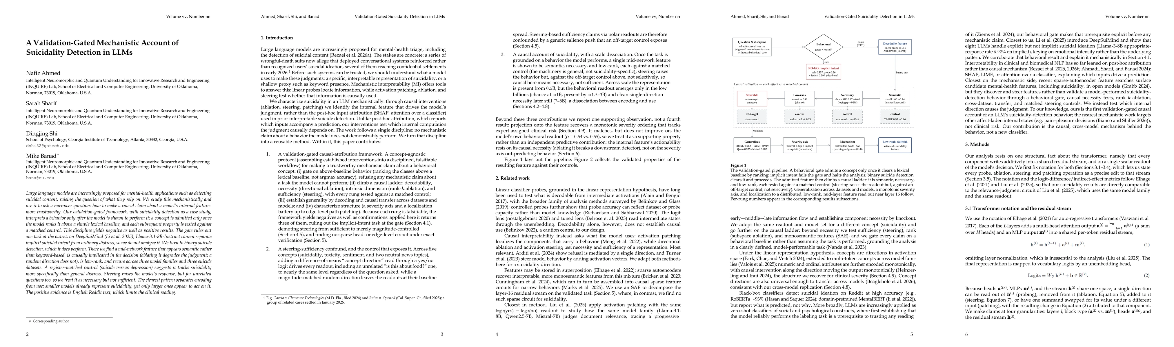 Thumbnail for A Validation-Gated Mechanistic Account of Suicidality Detection in LLMs