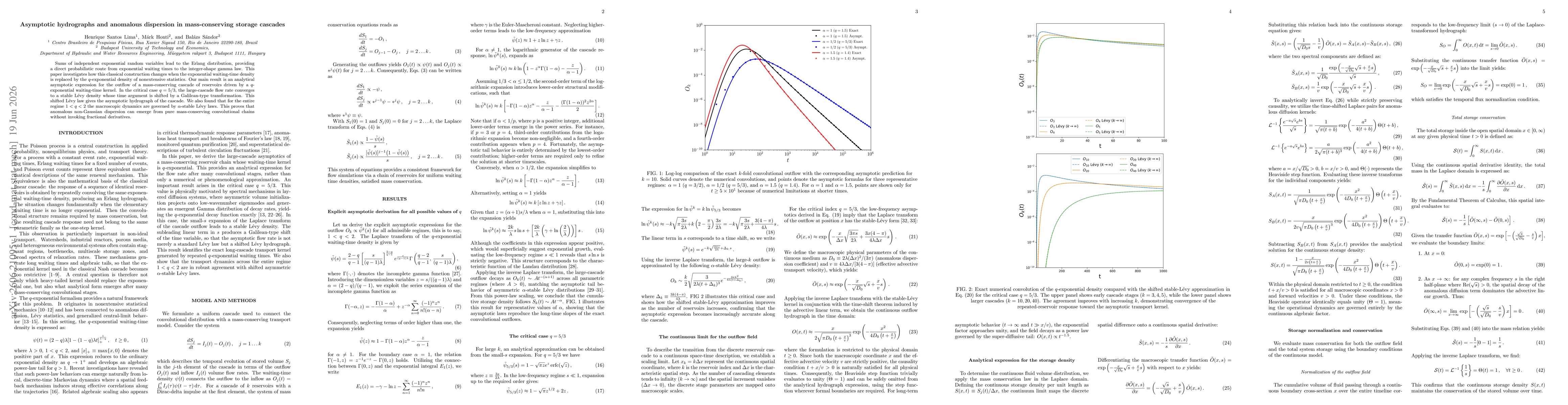 Thumbnail for Asymptotic hydrographs and anomalous dispersion in mass-conserving storage cascades