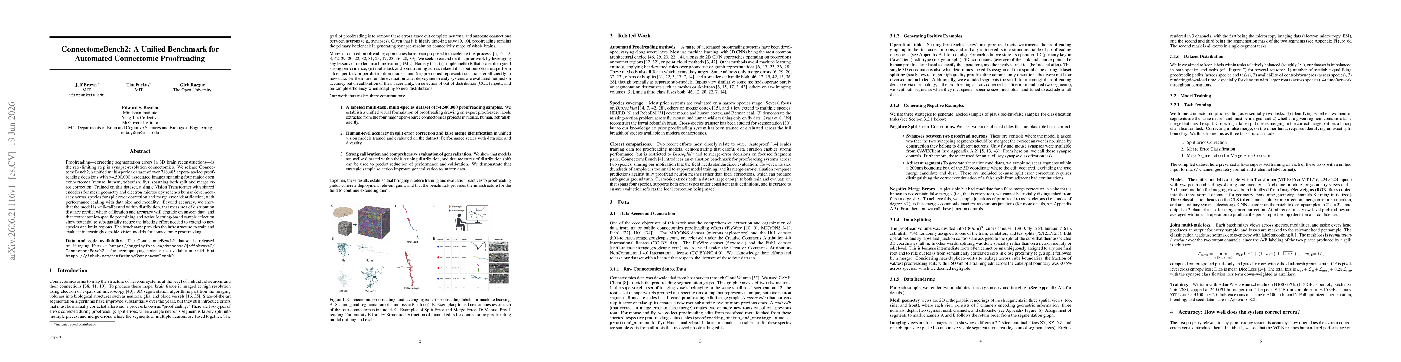 Thumbnail for ConnectomeBench2: A Unified Benchmark for Automated Connectomic Proofreading