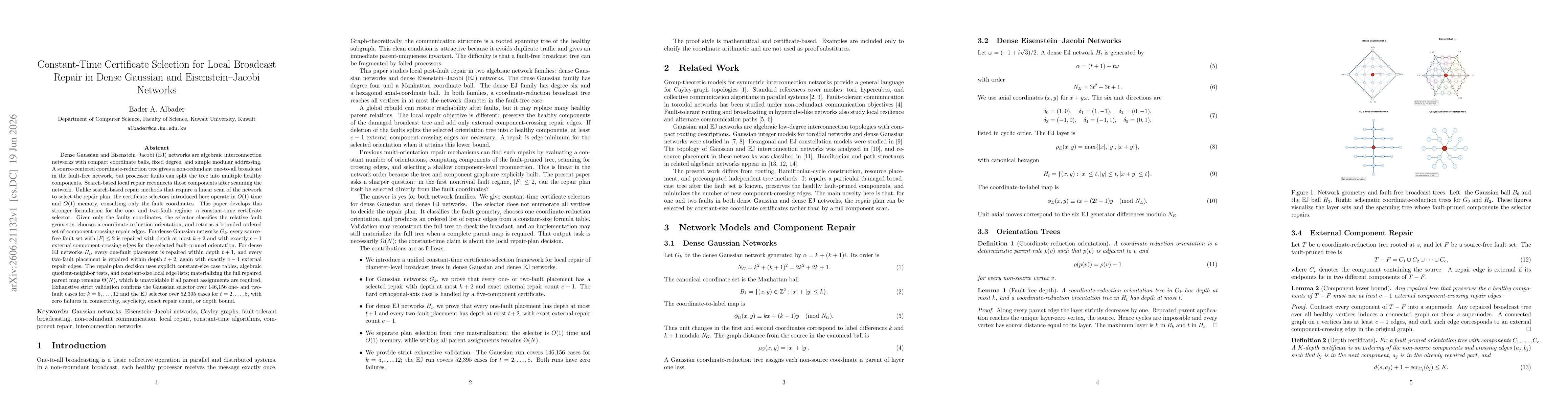 Thumbnail for Constant-Time Certificate Selection for Local Broadcast Repair in Dense Gaussian and Eisenstein--Jacobi Networks