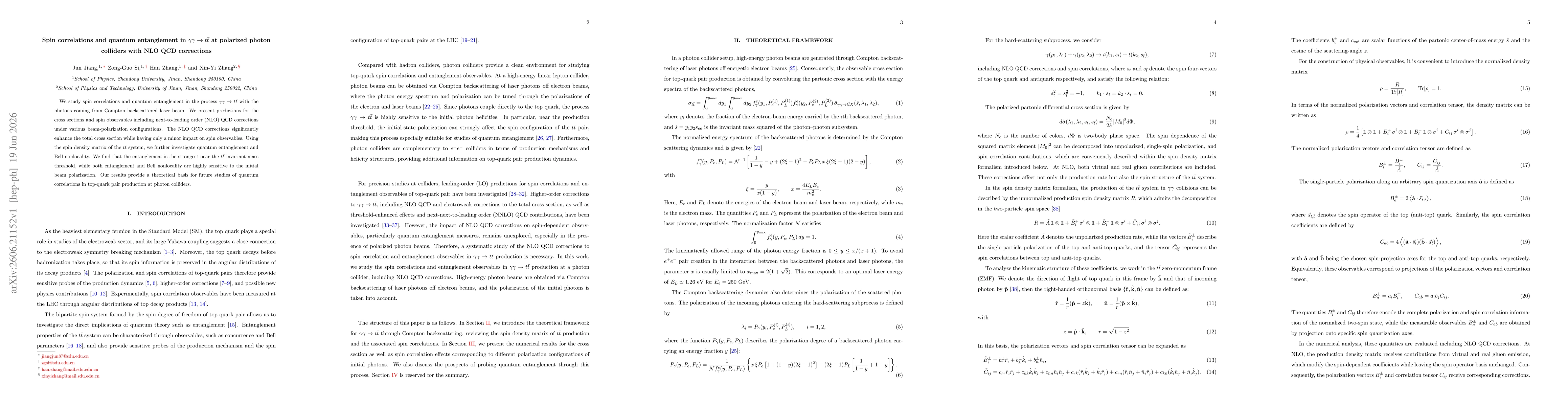 Thumbnail for Spin correlations and quantum entanglement in $γγ\to t\bar t$ at polarized photon colliders with NLO QCD corrections