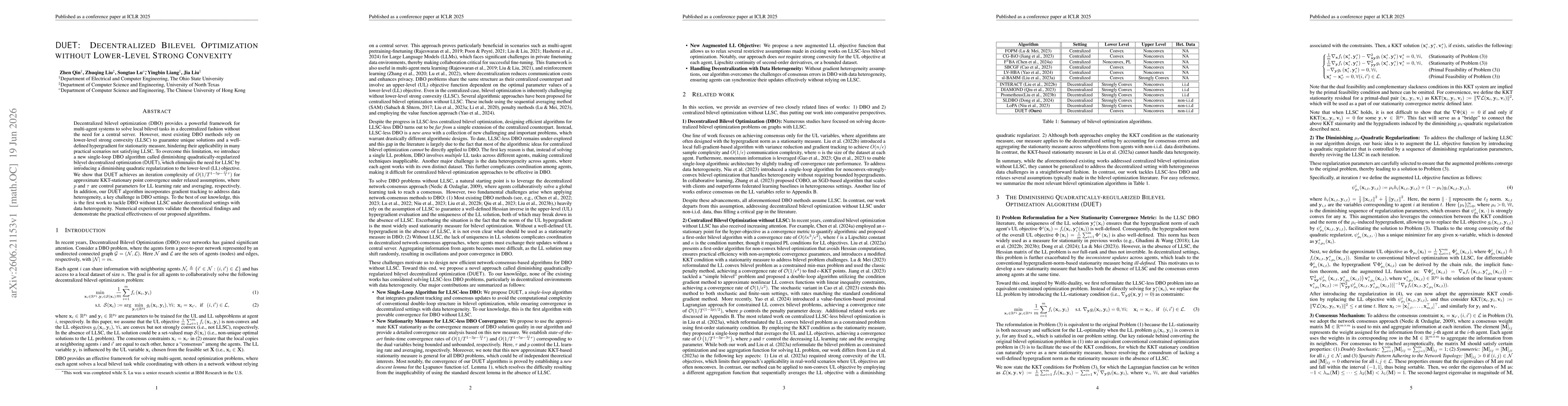 Thumbnail for DUET: Decentralized Bilevel Optimization without Lower-Level Strong Convexity
