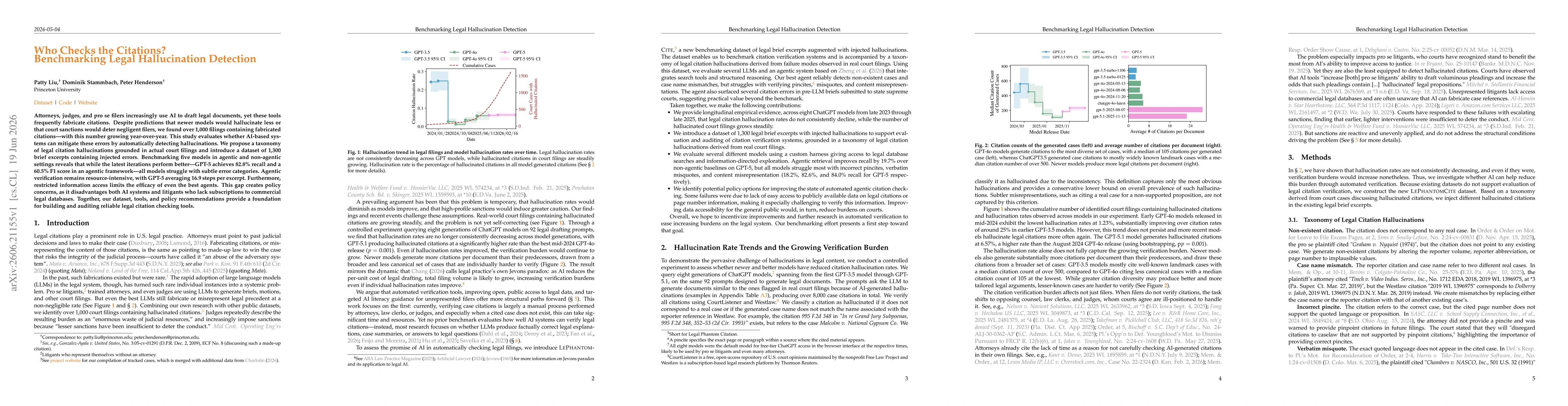 Thumbnail for Who Checks the Citations? Benchmarking Legal Hallucination Detection