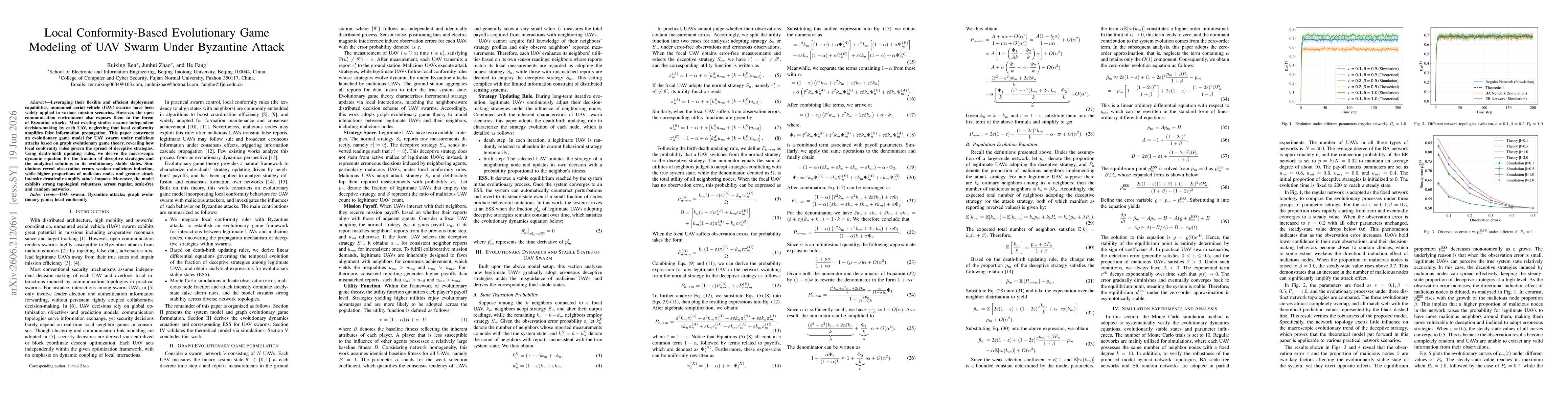 Thumbnail for Local Conformity-Based Evolutionary Game Modeling of UAV Swarm Under Byzantine Attack