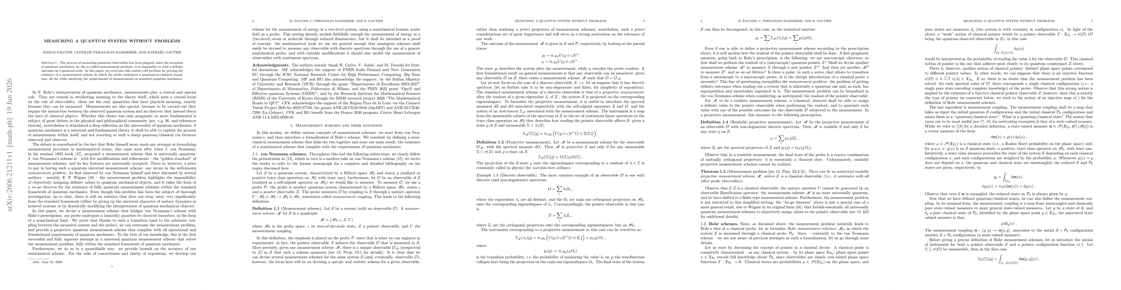 Thumbnail for Measuring a quantum system without problems