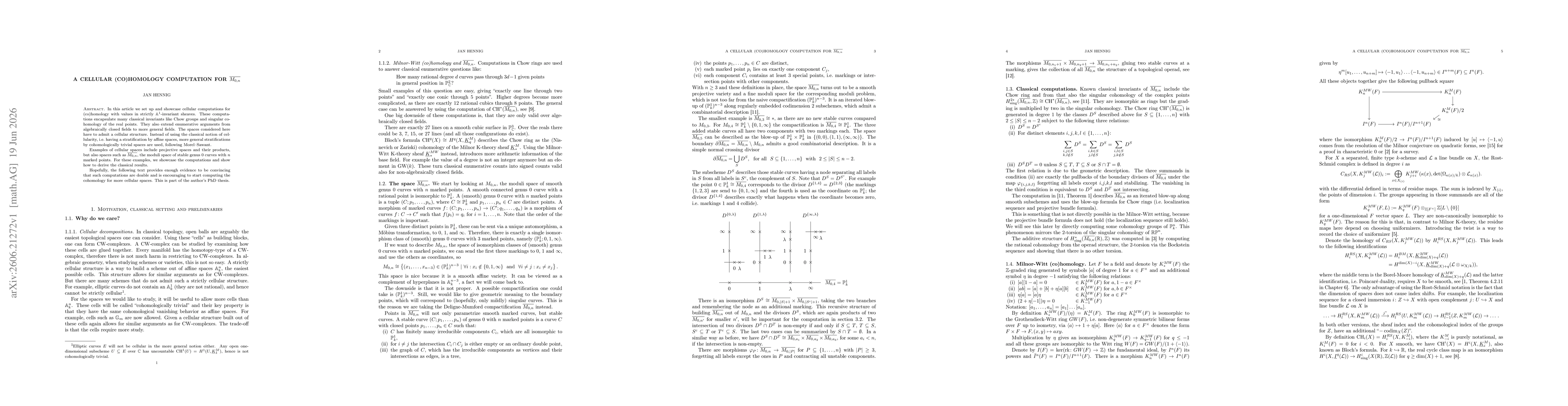 Thumbnail for A cellular (co)homology computation for $\overline{M_{0,n}}$