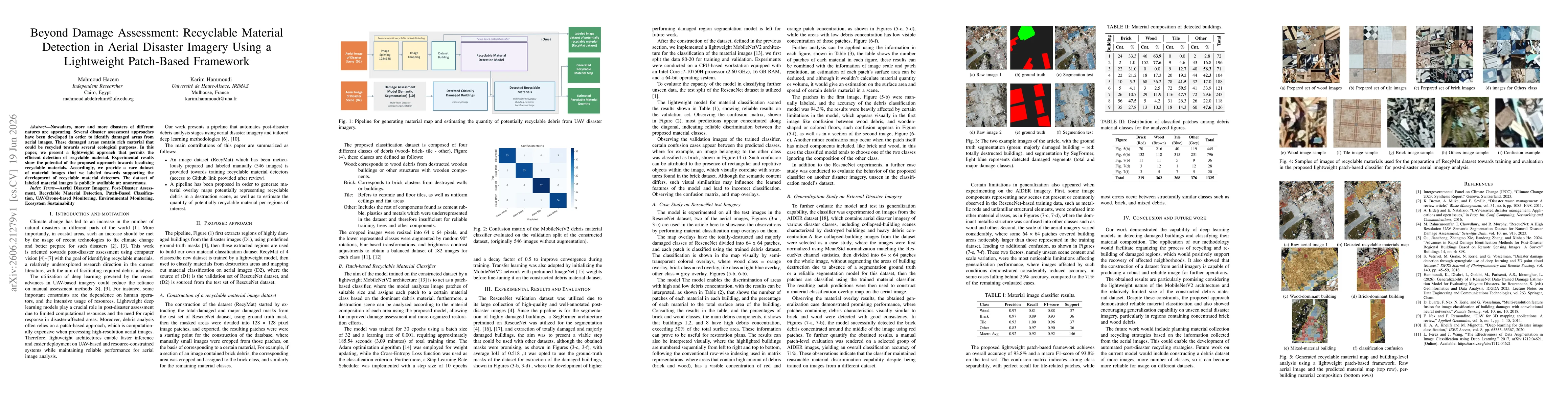Thumbnail for Beyond Damage Assessment: Recyclable Material Detection in Aerial Disaster Imagery Using a Lightweight Patch-Based Framework