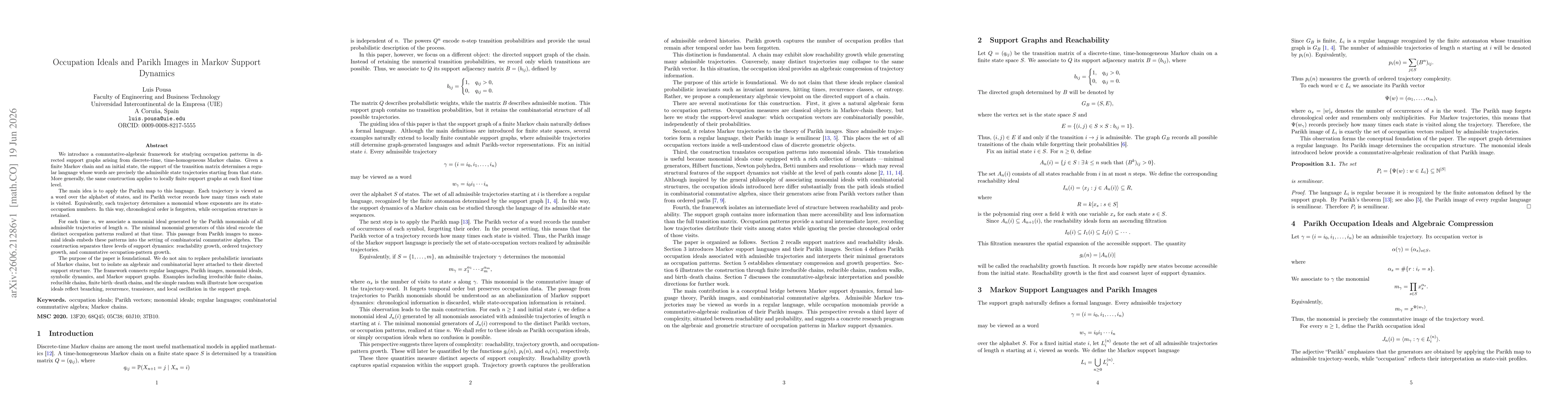 Thumbnail for Occupation Ideals and Parikh Images in Markov Support Dynamics