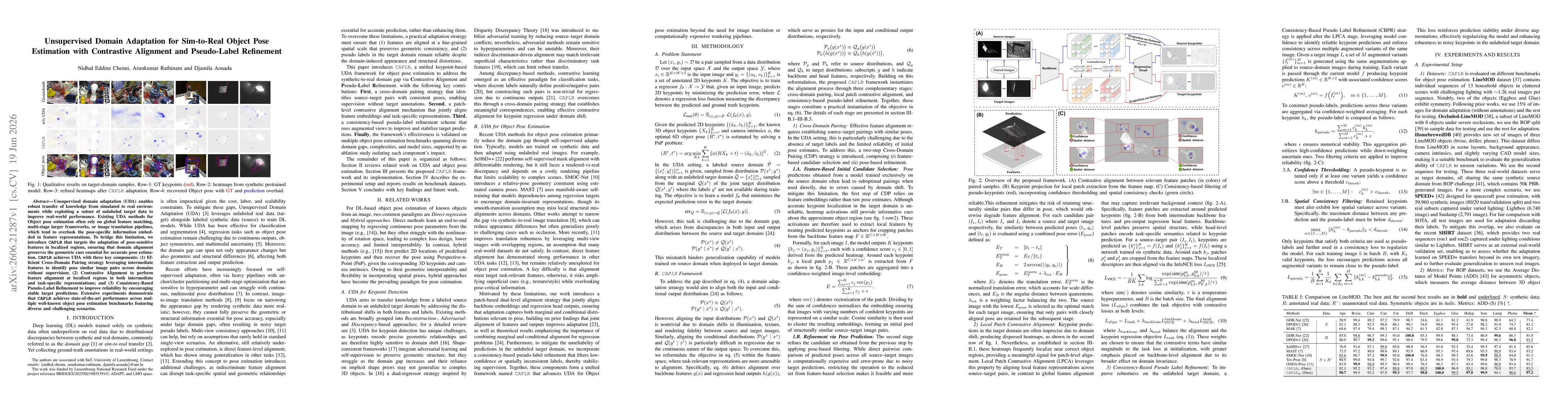 Thumbnail for Unsupervised Domain Adaptation for Sim-to-Real Object Pose Estimation with Contrastive Alignment and Pseudo-Label Refinement