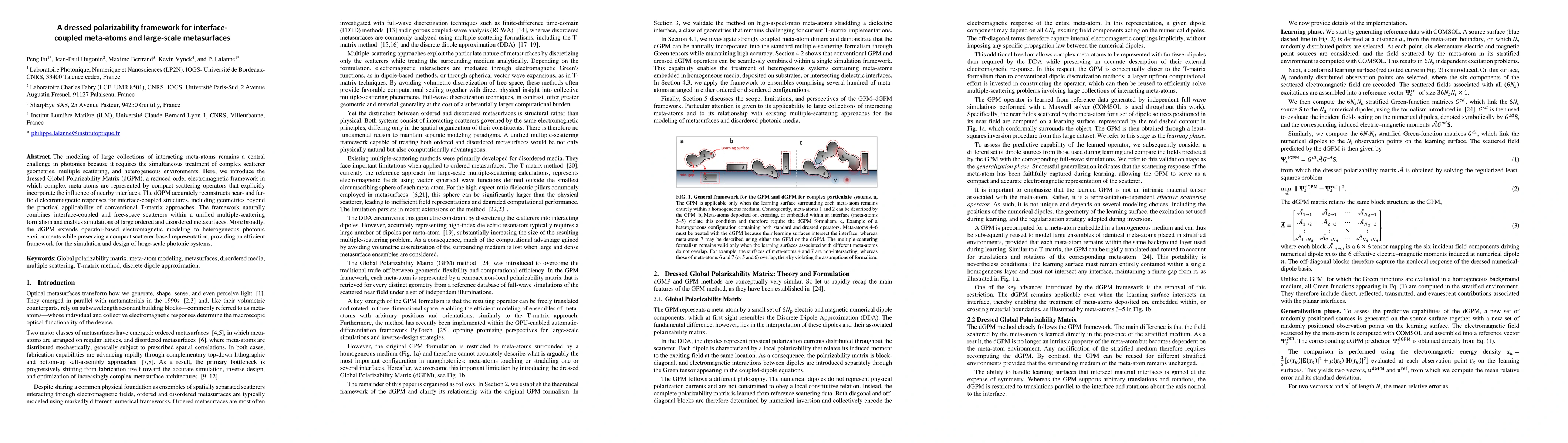 Thumbnail for A dressed polarizability framework for interface-coupled meta-atoms and large-scale metasurfaces