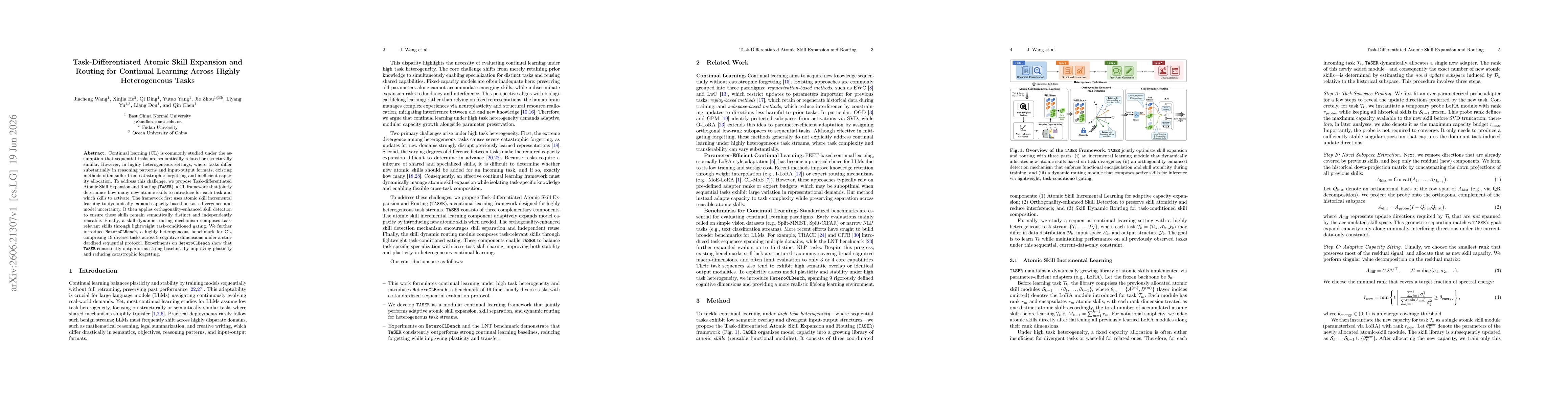 Thumbnail for Task-Differentiated Atomic Skill Expansion and Routing for Continual Learning Across Highly Heterogeneous Tasks