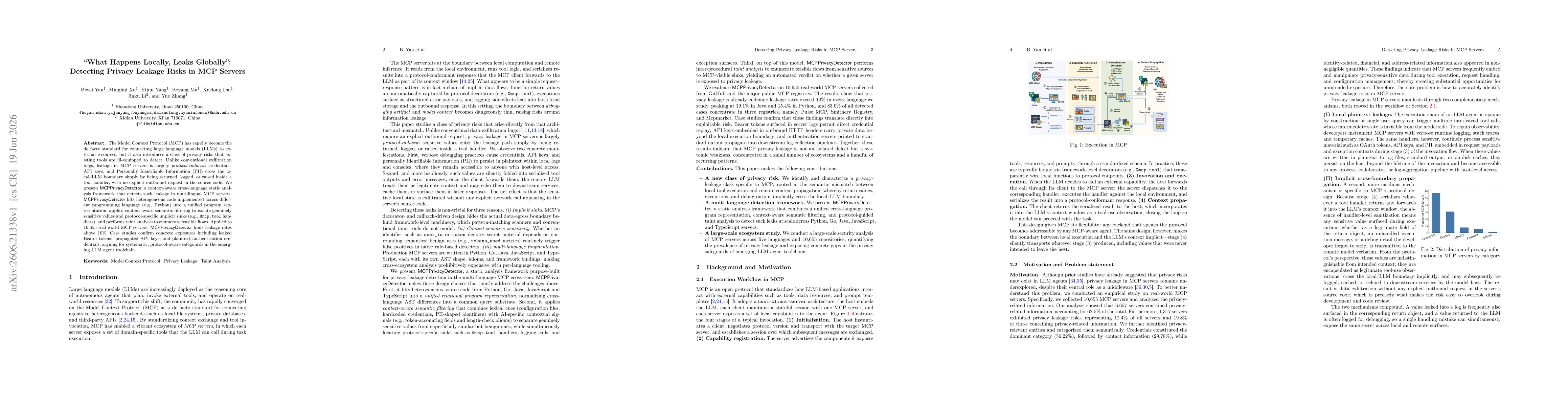 Thumbnail for "What Happens Locally, Leaks Globally": Detecting Privacy Leakage Risks in MCP Servers
