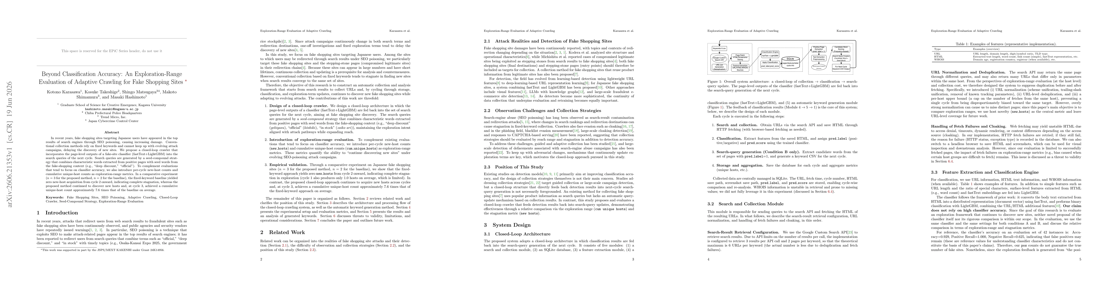 Thumbnail for Beyond Classification Accuracy: An Exploration-Range Evaluation of Adaptive Crawling for Fake Shopping Sites